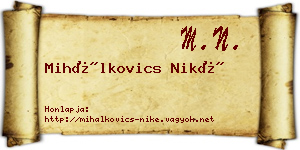 Mihálkovics Niké névjegykártya